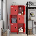 Metal Locker with Hooks and Ventilation Holes,Metal Storage Locker with Keys and Business Card Slot for Home,Gym,Garage,School,Office,66" H x 15.75" W x 15.75" D,Assembly Required,Red