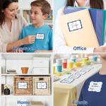 CATIFLIN 405 Pcs Name Tag Stickers 3x2 in, Blank Waterproof Self-hesive Labels, Easy Peel Write-On Tear-Resistant, for Clothing Classroom School Office Parties, White/Blue Border
