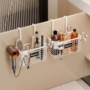 2 Pack Hair Tool Organizer,hesive Hair Dryer Holder Cabinet Door/Wall Mounted justable Height Blow Dryer Holder Under Sink Bathroom Hair Appliance Organizer and Storage Countertop(White)