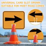 2PCS Traffic Arrow Detour Signs, Double-sided Durable Orange Ro Cone Top Directional Left Right Guiding Arrows Sign for Ro Barrice Construction Area Underground Parking