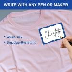 CATIFLIN 405 Pcs Name Tag Stickers 3x2 in, Blank Waterproof Self-hesive Labels, Easy Peel Write-On Tear-Resistant, for Clothing Classroom School Office Parties, White/Blue Border