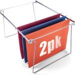 Officemate Hanging File Frame, Letter Size, justable 14 to 18-Inches, 2 Count (Pack of 1),Silver, 91990