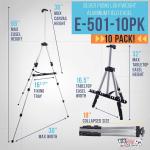 U.S. Art Supply 66" Silver Metal Tripod Easel Display (10 Pack) - justable 18"- 5.5', Holds 36" Canvas - Floor/Tabletop Easel Stand, for Sign Display, Painting, Poster Board, Canvas - Portable Bag