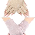 Maxdot Women Sunblock Fingerless Gloves UV Protection Driving Gloves Summer Mitten Non Slip for Outdoor Cycling Manicures