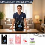 YoYoRain 855 Pack Black T-Shirt Bags with Handles, 11.5"x6.25"x21" Durable HDPE Plastic Shopping & Carry-Out Bags for Grocery, Retail, Takeout & Small Business