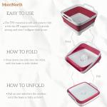 Collapsible Wash Basin 9L, Foldable Dish Tub with Drain Plug, Portable Collapsible Dish Basin, Camping Sink for Washing Dishes, Laundry & Kitchen Use (Viva Magenta)