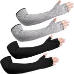 Sintege 2 Pairs Anti Cut Protective Sleeves Arm Sleeves Safety Cut Resistant Gloves(Black, Gray)