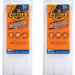 Gorilla Hot Glue Sticks, Mini Size, 8" Long x .27" Diameter, 25 Count, Clear, (Pack of 2)