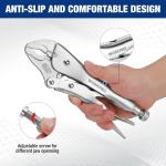 WORKPRO 5-Piece Locking Pliers Set, Pliers Tool Set, Vice Grips with Chrome-vanium Steel, 5/7/10 inch Curved Jaw Pliers, 6.5/9 inch Long Nose Pliers