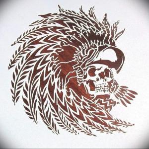 Skull with Native American Hedress Logo Stencil Template Reusable 10 mm Mylar Logo Arts and Crafts Material Scrapbooking for Airbrush Painting Drawing