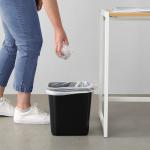 Basics Small Trash Can, Rectangular Commercial Office Wastebasket, 3 Gallon (Pack Of 2), Black