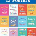 Carson Dellosa 12-Piece Growth Mindset Posters, Motivational 8.5" x 11" Wall Decor for Bulletin Board Decorations, Classroom, Office Decorations, School Counselor Must Haves