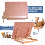 U.S. Art Supply Large 20-1/2" x 17" Wooden Drawing Board, justable Table Top Easel for Painting and Drawing - Drafting Board with T-Square, Pencil Ledge