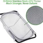 Tiawudi 6-Quart Large Over The Sink Colander, Heavy Duty 40% Thicker 18/8 Stainless Steel Fine Mesh Strainer Basket with Expandable Rubber Grip Handles - Strain, Drain, Rinse Fruits, Vegetables