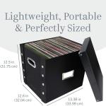 Vinyl Record Storage Box - 12" - 1 Pack- Crate Holds up to 75 Vinyl Albums - Black