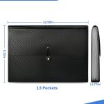 Expanding File Folder with Tabs, 13 Pockets File Organizer Accordion File Holder ，with Elastic Buckles Closure, A4 Paper Document Organizer for Home School Office
