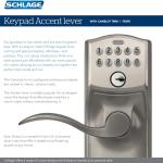 SCHLAGE FE595 CAM 626 ACC Camelot Keyp Entry with Flex-Lock and Accent Levers, Brushed Chrome