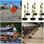 12 Pack Traffic Delineator Post Cones Include Fillable Base Expandable Traffic Safety Barrier 5 Feet Plastic Chain, Industrial Safety Cones Construction Cones for Parking Lot (Yellow and Black)
