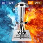 Drink Dispensers for Parties, Cold Beverage Dispenser with Centre Ice Core and Drip Trays, 2.2 Gallon/8L Stainless Steel Drink Dispensers with Stand and Spigot Buffet Cold Drinks and Beer