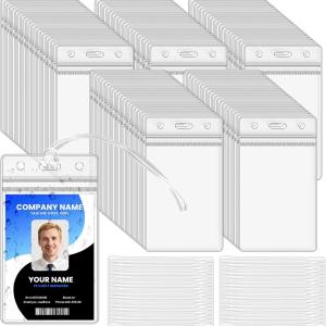 Oomcu 120 PCS Clear Luggage Tags Holders Bulk - Plastic Bge Holder Bge Label Tag Holder with Loops Straps for Suitcases, Backpacks, Travel, Office, Business Supplies,Baggage Name Tags(120)