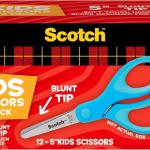 Scotch 5" Soft Touch Blunt Kid Scissors, Purple, 12 Count Teacher's Pack, Ideal for school supplies and classroom projects
