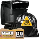 Tasker 65 Gallon Trash Bags Heavy Duty | 120 Count | Extra Large 64 Gallon Trash Bags for Toter | Garbage Bag 65 Gallon Trash Can Liners