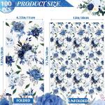 Floral Napkins Disposable Flower Guest Hand Towels Decorative Paper Towels for Bathroom Wedding Birthday Baby Shower Kitchens Table(Navy Blue,100 Pcs)
