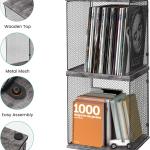 ELITEROO Vinyl Record Holder, Stackable Vinyl Record Storage Box, Wood Cube Organizer Book Crate Bin for Magazine, Files, Albums, Toys, Rustic Grey