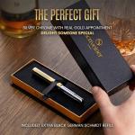 Scriveiner Silver Chrome Rollerball - Award-Winning Heavy Pocket Stunning Luxury Pen, Real Gold Finish, German Schmidt Refill, Best EDC Writing Gift Set for Men & Women, Fancy Designer EDC Roller ball