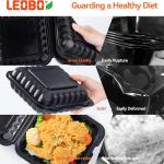 To Go Containers Mineral Filled PP Plastic - 8 Inch 34oz 55 Pack | Shrink Wrap BPA Free Takeout Boxes | Freezer & Microwave Safe for Food Delivery | Sal Breakfast Black Disposable Container