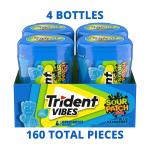 Trident Vibes SOUR PATCH KIDS Blue Raspberry Sugar-Free Chewing Gum, 4 Bottles of 40 Pieces (160 Total Pieces)