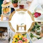 Glass Drink Dispenser with Stand,2.1 Gallons Wood Stand Cold Beverage Dispensers-Large Drink Dispensers For Parties,Bars,Restaurants