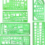 6 Pieces Plastic Measuring Templates Building Formwork Stencils Geometric Drawing Rulers for Office and School, Clear Green