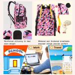 3Pcs Geometric Print Kids Backpack Set for Girls with Lunchbox, Capacity Elementary Middle School Bag Girls Backpack and Lunchbox Set