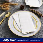 JOLLY CHEF 200 Pack Disposable Paper Napkins, Soft Bathroom Napkins for Guests, 2-Ply White Paper Hand Towels for Halloween, Wedding, Thanksgiving