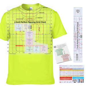 Heat Press Safe Tshirt Pressing Guide for Vinyl Alignment & Accurate Placement on Neck & Chest. All-in-one t Shirt Ruler Guide for Heat Press Vinyl Graphics or an Embroidery Placement Guide