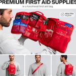 Large Pro First Aid Kit for Car, Travel & Home - Emergency Kit for Hiking, Camping, Backpacking and Outdoors - Includes Zip Stitch Wound Closure Strips