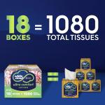 White Cloud Ultra Comfort Lotion 3-Ply Facial Tissue with Aloe & Vitamin E, 18 Box Multipack, 60 Tissues Per Box