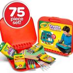 Crayola Create 'N Carry Travel Art Set for Kids (75pcs), 2-in-1 Lap Desk & Carrying Case, Holiday for Kids, Art Supplies Kit for Crafting, Drawing & Coloring
