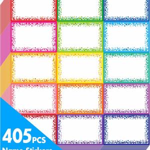 405pcs Name tag Labels, Colorful Name Bge with Permanent hesive Writable Name Tag Stickers for School Office Home (Each Measures 3" x 2")