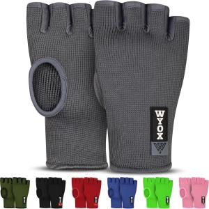 WYOX Boxing Hand Wraps Inner Gloves Men Women, Half Finger Under Mitts with Elasticated Bandages for Fist Protection, Ideal for Muay Thai, Kickboxing, MMA, and Martial Arts, Perfect for Training