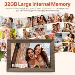 Frameo 10.1" Digital Picture Frame with 32GB Memory Wood WiFi Electronic Photo Frame 1280 x 800 IPS Touch Screen Auto-Rotate Slideshow Wall Mountable Share Photos/Video Remotely Anywhere