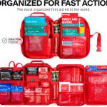 Large Pro First Aid Kit for Car, Travel & Home - Emergency Kit for Hiking, Camping, Backpacking and Outdoors - Includes Zip Stitch Wound Closure Strips