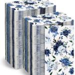 Floral Napkins Disposable Flower Guest Hand Towels Decorative Paper Towels for Bathroom Wedding Birthday Baby Shower Kitchens Table(Navy Blue,100 Pcs)