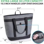 Jumbo Insulated Cooler Bag (Gray) with HD Thermal Insulation - Premium, Collapsible Soft Cooler Makes a Perfect Insulated Grocery Bag, Food Delivery Bag, Travel Insulated Bag, or Beach Cooler Bags