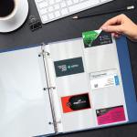 Better Office Products 50/Box Clear Heavyweight Business Card Sleeve Pages, Refill Pages, 10 Pockets Per Sheet, 3 Ring Business Card Binder Sheets, 50 Count
