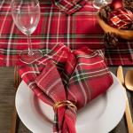 DII Holiday Dining Table & Kitchen Décor Metallic Fabric, Christmas Napkin Set, 20x20, Red Tartan Plaid, 6 Piece