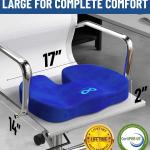 Everlasting Comfort Doctor Recommended Memory Foam Seat Cushion for Office Chairs & Car - Ergonomic Office Desk Accessories - Cushions for Tailbone Pain Relief, Sciatica (Blue, Large)