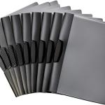 Basics Report Folder Cover with Clip, Pack of 10, Grey, 9 x 10.5 inches