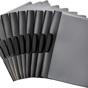 Basics Report Folder Cover with Clip, Pack of 10, Grey, 9 x 10.5 inches